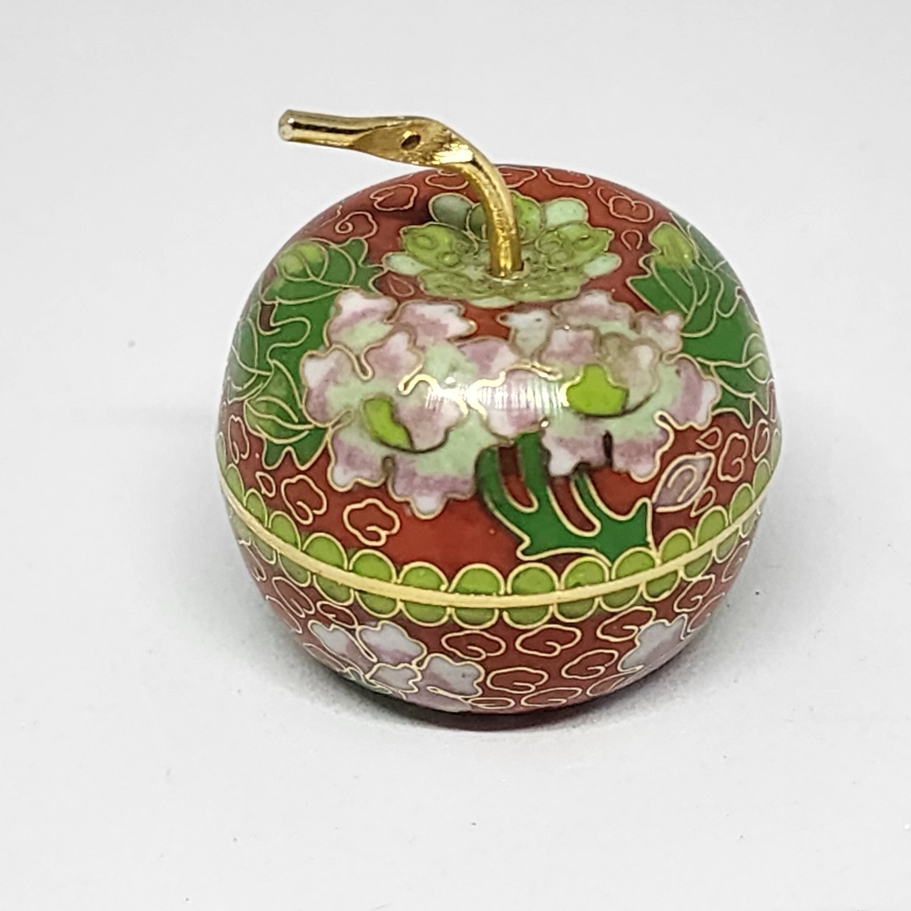 GETTING ENGAGED?? Brass and Enameled Cloisenne Apple Box